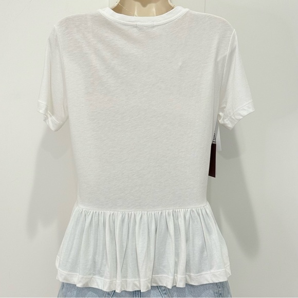 Aritzia Sunday Best Minerva Peplum Top XS White Short Sleeve Preppy Chic Blouse - Picture 6 of 12